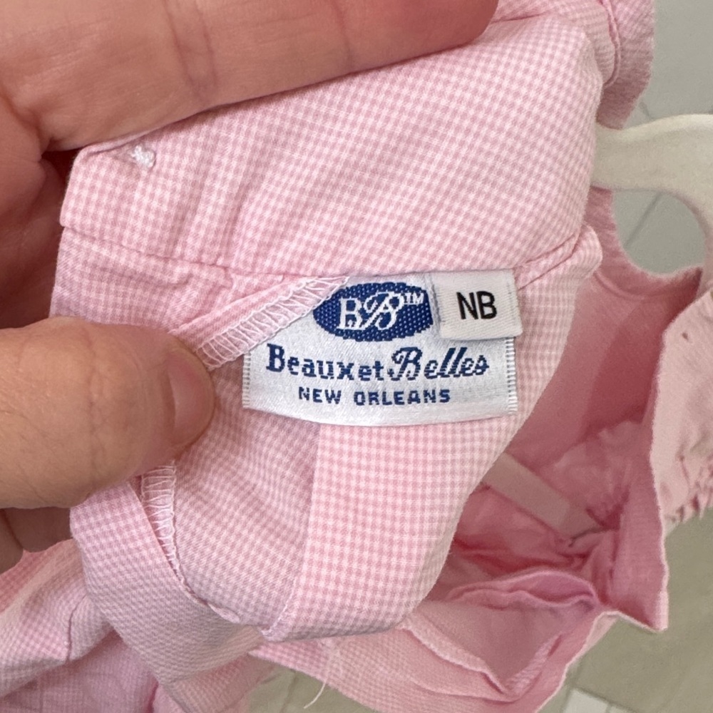 Baby Pink Smocked One Piece with Embroidered Detail - Picture 2 of 4